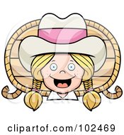 Happy Little Cowgirl With A Rope And Wood