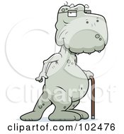 Royalty Free RF Clipart Illustration Of An Old Dinosaur Using A Cane