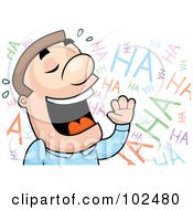 Royalty Free RF Clipart Illustration Of A Man Crying From Laughing So Hard With Ha Has