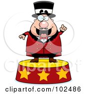 Royalty Free RF Clipart Illustration Of A Chubby Circus Man On A Pedestal