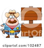 Poster, Art Print Of Chubby Sheriff With Double Wood Signs