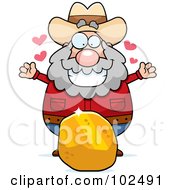Royalty Free RF Clipart Illustration Of A Chubby Prospector With A Large Piece Of Gold