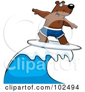 Poster, Art Print Of Surfing Bear Riding A Wave