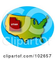 Royalty Free RF Clipart Illustration Of A Red Outline Of Utah On A USA Map