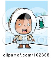 Happy Eskimo Girl In The Snow