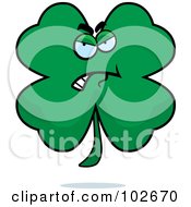 Royalty Free RF Clipart Illustration Of An Angry Four Leaf Clover by Cory Thoman