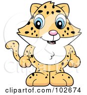 Royalty Free RF Clipart Illustration Of A Baby Jaguar Leopard Or Cheetah Standing by Cory Thoman