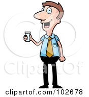 Royalty Free RF Clipart Illustration Of A White Businessman Holding A Glass Of Water