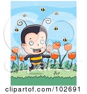 Poster, Art Print Of Little Bee Boy With Bees And Tulips