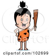 Royalty Free RF Clipart Illustration Of A Young Cavewoman Holding A Club by Cory Thoman