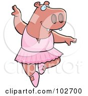 Royalty Free RF Clipart Illustration Of A Dancing Hippo Ballerina by Cory Thoman