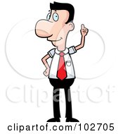 Royalty Free RF Clipart Illustration Of A White Businessman With An Idea Holding A Finger Up