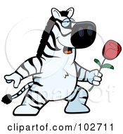 Poster, Art Print Of A Romantic Zebra Giving A Rose