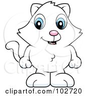 Royalty Free RF Clipart Illustration Of A Standing Cute White Cat