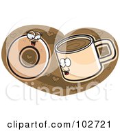 Coffee Cup And Donut In Love On A Heart