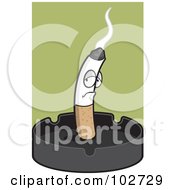 Royalty Free RF Clipart Illustration Of A Grumpy Cigarette Standing Upright In An Ash Tray