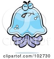 Royalty Free RF Clipart Illustration Of A Grouchy Jellyfish by Cory Thoman