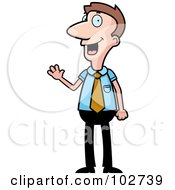 Royalty Free RF Clipart Illustration Of A White Businessman Smiling And Waving