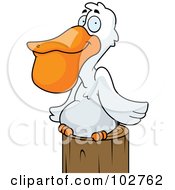 Poster, Art Print Of White Pelican Resting On A Post
