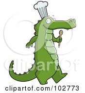 Royalty Free RF Clipart Illustration Of A Happy Chef Alligator Walking by Cory Thoman