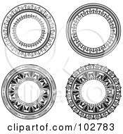 Royalty Free RF Clipart Illustration Of A Digital Collage Of Four Ornate Circle Designs In Black And White 2