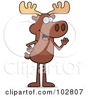 Poster, Art Print Of Standing Friendly Moose Waving