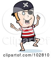 Poster, Art Print Of Happy Dancing Pirate Boy With An Eye Patch