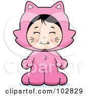 Poster, Art Print Of Cute Asian Girl In A Pink Cat Costume