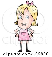 Royalty Free RF Clipart Illustration Of A Little Blond Girl In Pink Her Hands On Her Hips