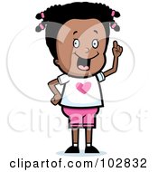 Royalty Free RF Clipart Illustration Of A Sweet Black Girl Holding Up A Finger