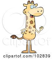 Poster, Art Print Of Friendly Giraffe Standing And Waving