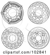 Royalty Free RF Clipart Illustration Of A Digital Collage Of Four Ornate Circle Designs In Black And White 1