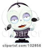Royalty Free RF Clipart Illustration Of A Little Zombie Girl Waving