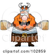 Poster, Art Print Of Chubby Drunk Viking Man Holding Beer