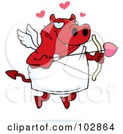 Royalty Free RF Clipart Illustration Of A Red Devil Cupid Shooting Love Arrows by Cory Thoman