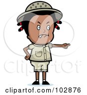Royalty Free RF Clipart Illustration Of A Mad Black Safari Girl Pointing by Cory Thoman