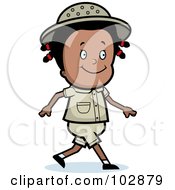 Royalty Free RF Clipart Illustration Of A Happy Black Safari Girl Walking