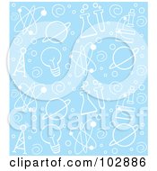 Royalty Free RF Clipart Illustration Of A Seamless Blue Science Pattern Background by Cory Thoman