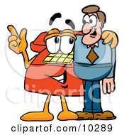 Poster, Art Print Of Red Telephone Mascot Cartoon Character Talking To A Business Man