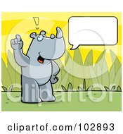 Poster, Art Print Of Standing Rhino Making A Comment With A Text Box