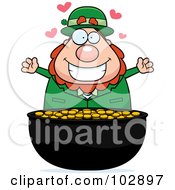 Poster, Art Print Of Chubby Leprechaun Over His Gold
