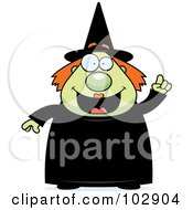 Poster, Art Print Of Chubby Green Witch Holding Up A Finger