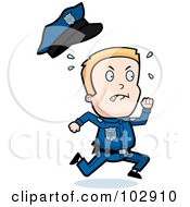 Poster, Art Print Of Little Police Man Running And Sweating