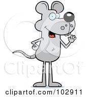 Royalty Free RF Clipart Illustration Of A Waving Gray Mouse by Cory Thoman