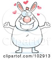 Royalty Free RF Clipart Illustration Of An Amorous Chubby White Bunny by Cory Thoman
