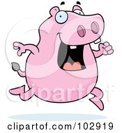 Royalty Free RF Clipart Illustration Of A Happy Running Hippo