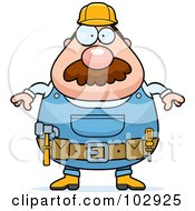 Poster, Art Print Of Chubby Construction Worker
