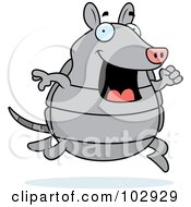 Royalty Free RF Clipart Illustration Of A Happy Armadillo Running by Cory Thoman