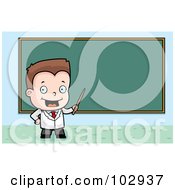 Poster, Art Print Of Little Teacher Boy Pointing To A Chalk Board