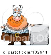Poster, Art Print Of Chubby Viking Man With A Stone Sign